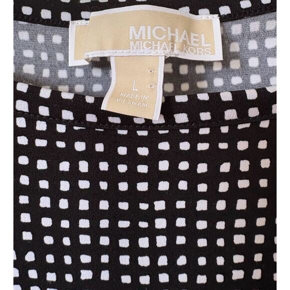 Michael Kors Black White Long Sleeve‎ Shift Dress Size Large - Picture 4 of 5